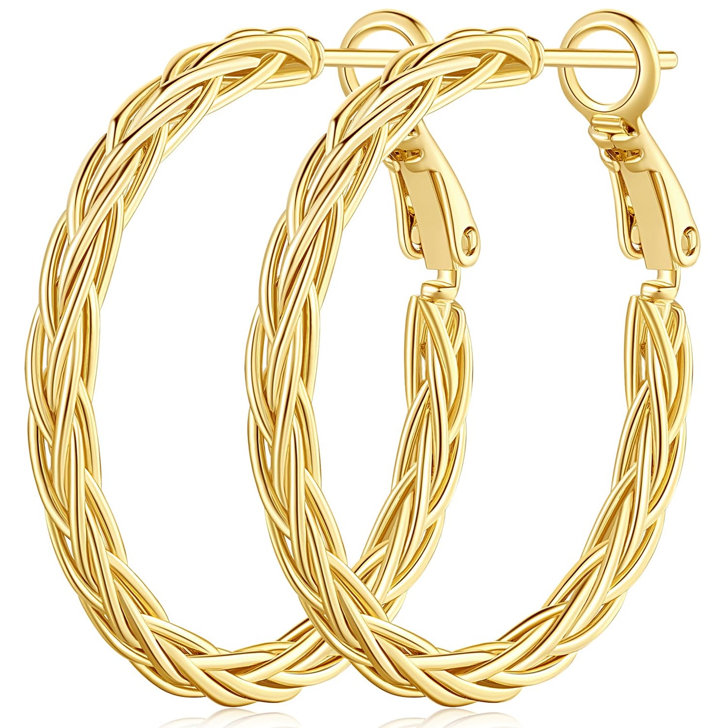 Amoxos Fine Weave 14K Gold Hoop Earrings