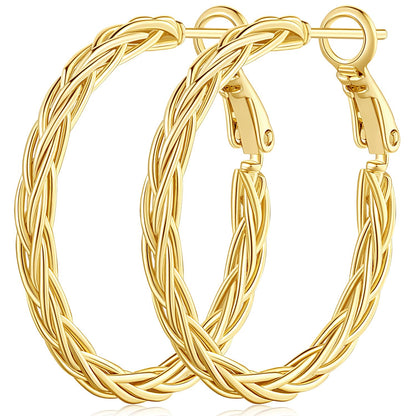 Amoxos Fine Weave 14K Gold Hoop Earrings